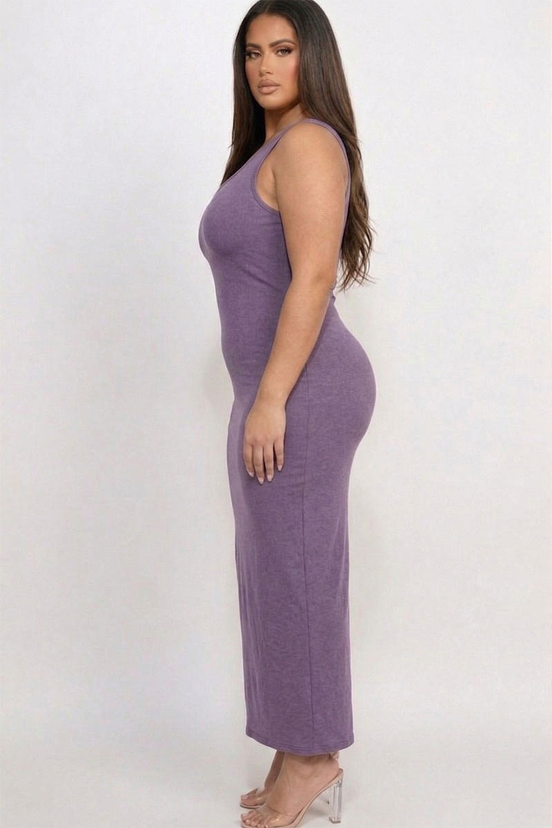 Plus Size Solid Basic Maxi Dress