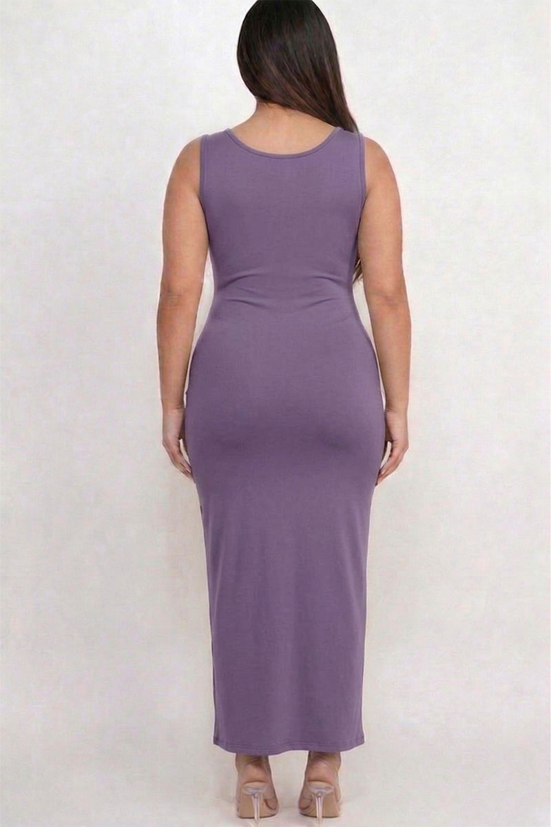 Plus Size Solid Basic Maxi Dress
