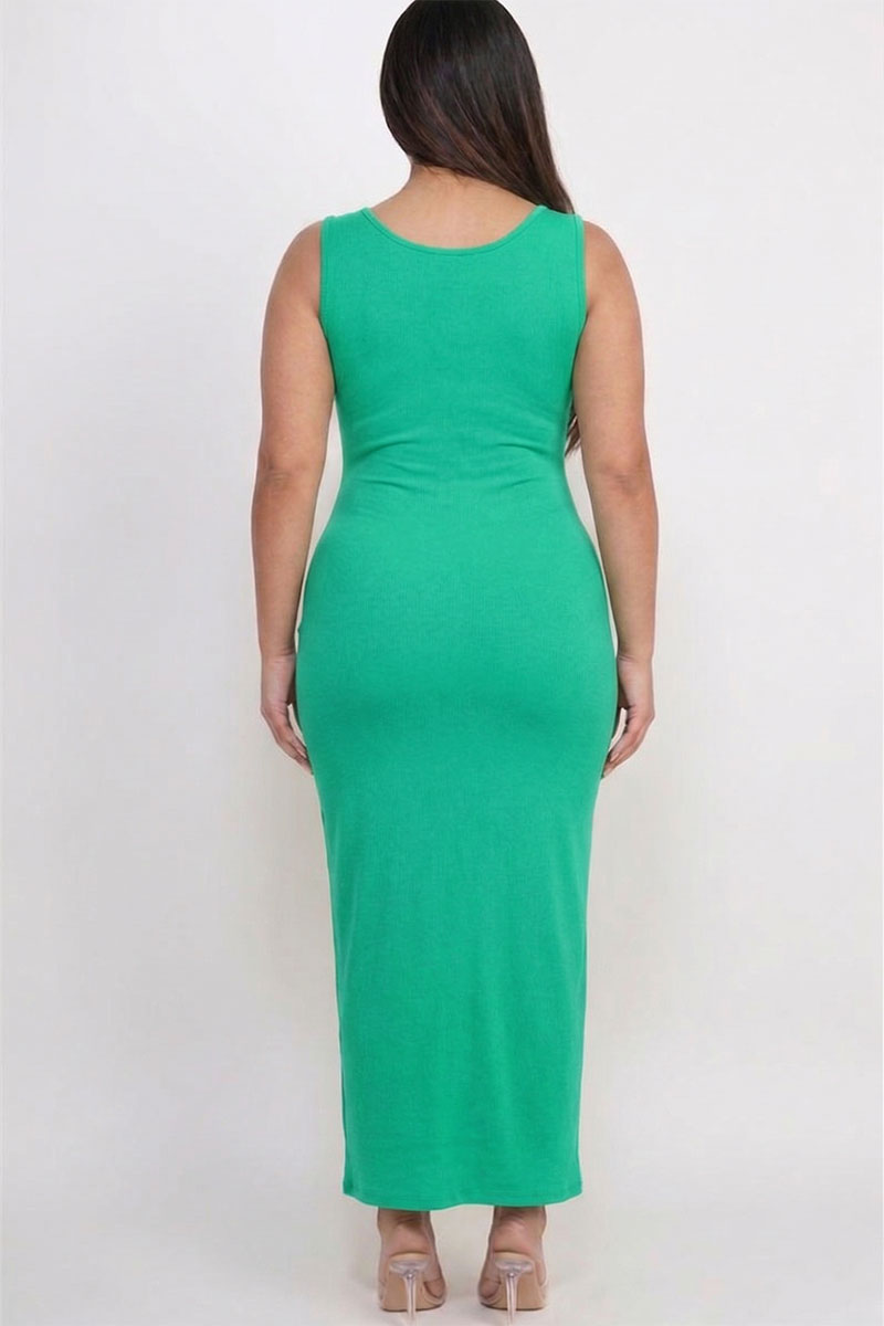 Plus Size Solid Basic Maxi Dress