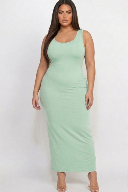 Plus Size Solid Basic Maxi Dress