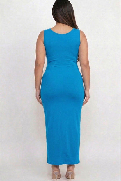 Plus Size Solid Basic Maxi Dress