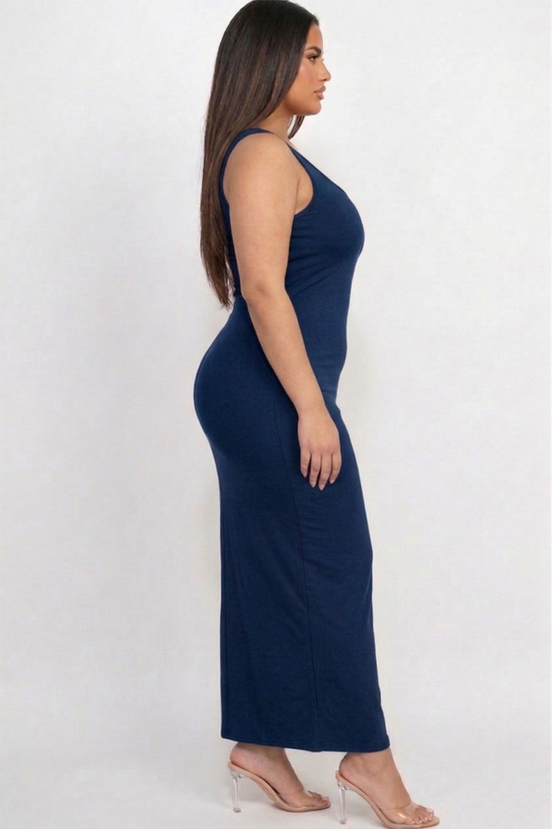 Plus Size Solid Basic Maxi Dress