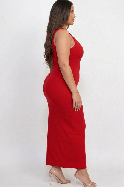Plus Size Solid Basic Maxi Dress