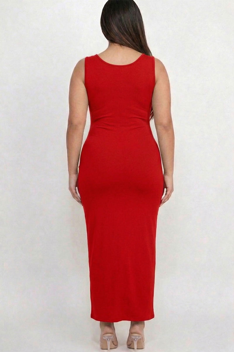 Plus Size Solid Basic Maxi Dress