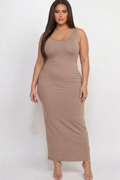 Plus Size Solid Basic Maxi Dress