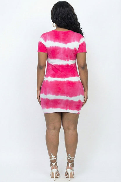 Plus Size Tie-dye Print Bodycon Dress