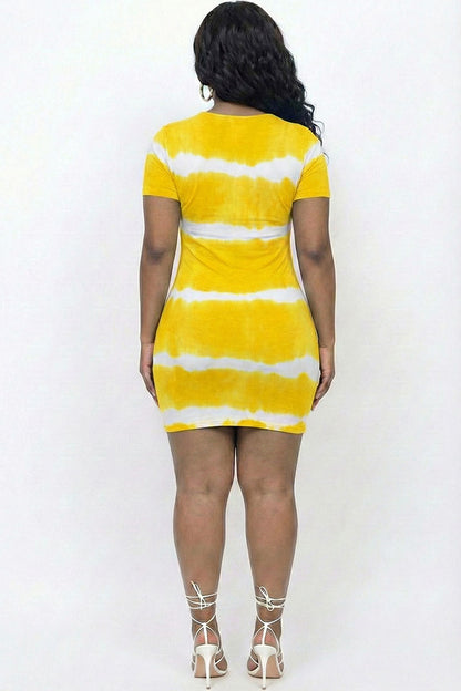 Plus Size Tie-dye Print Bodycon Dress