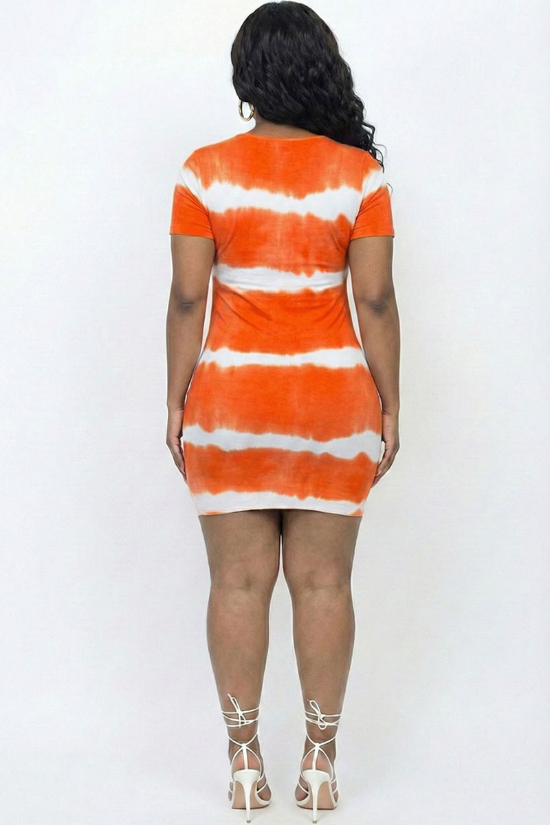 Plus Size Tie-dye Print Bodycon Dress