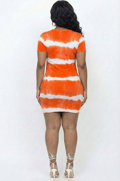 Plus Size Tie-dye Print Bodycon Dress