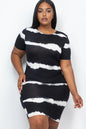 Plus Size Tie-dye Print Bodycon Dress