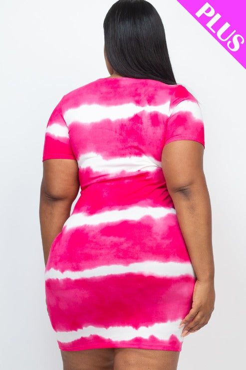 Plus Size Tie-dye Print Bodycon Dress (CAPELLA)