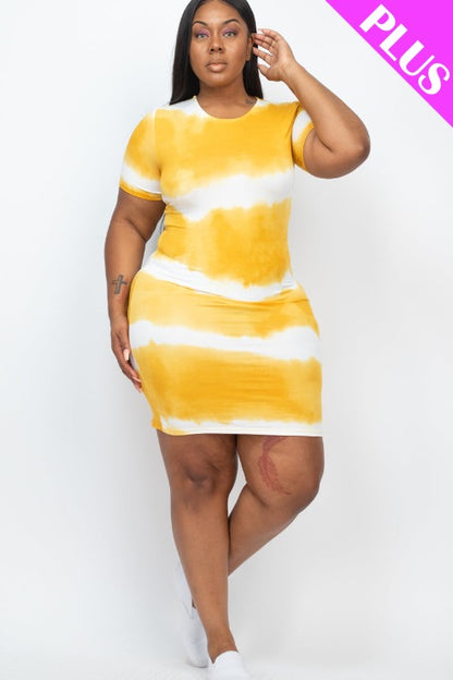 Plus Size Tie-dye Print Bodycon Dress (CAPELLA)