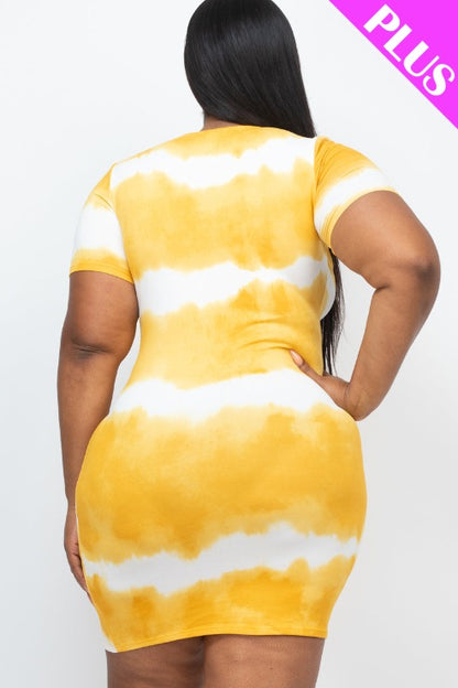 Plus Size Tie-dye Print Bodycon Dress (CAPELLA)