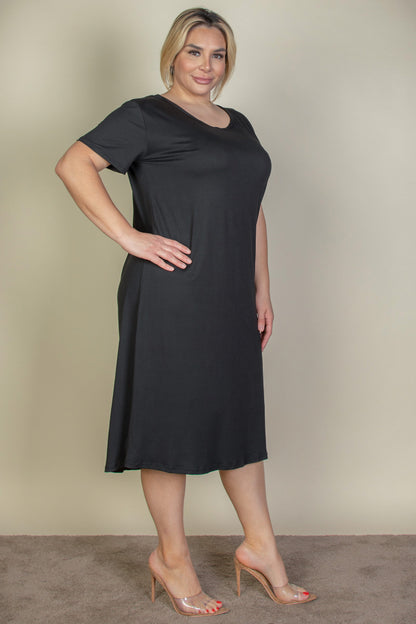 Plus Size Loose Fit Short Sleeve Maxi Dress - Capella Apparel