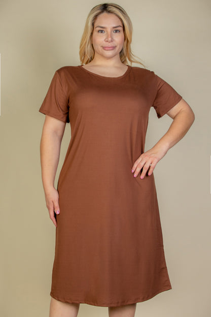 Plus Size Loose Fit Short Sleeve Maxi Dress - Capella Apparel