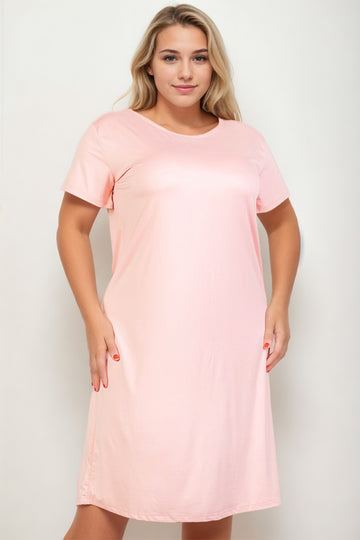 Plus Size Loose Fit Short Sleeve Maxi Dress - Capella Apparel