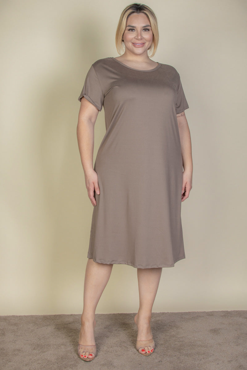 Plus Size Loose Fit Short Sleeve Maxi Dress - Capella Apparel