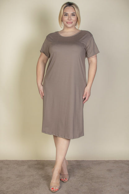 Plus Size Loose Fit Short Sleeve Maxi Dress - Capella Apparel