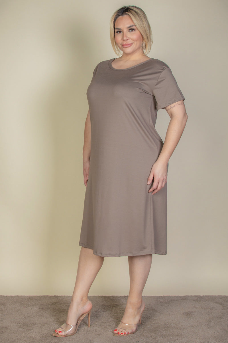 Plus Size Loose Fit Short Sleeve Maxi Dress - Capella Apparel