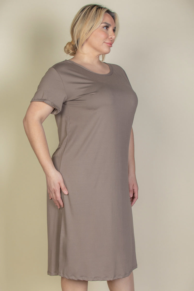 Plus Size Loose Fit Short Sleeve Maxi Dress - Capella Apparel