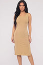 Ribbed Side Slit Tank Midi Dress
