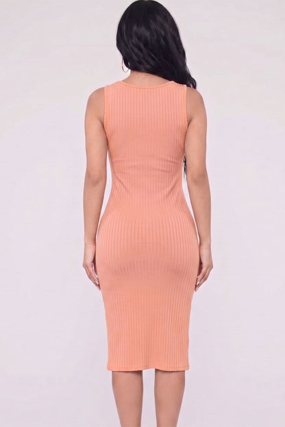 Ribbed Side Slit Tank Midi Dress