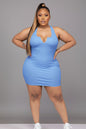 Plus Size Ribbed Split Neck Tank Mini Dress