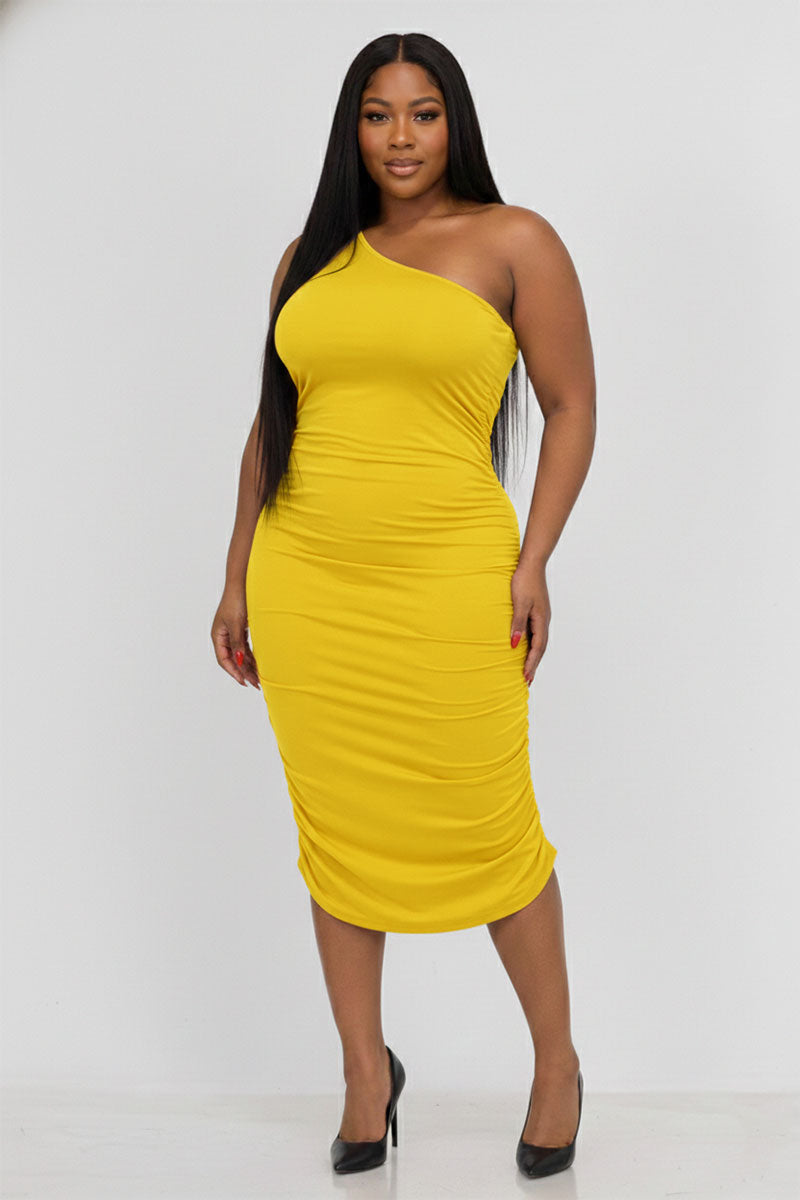 yellow plus size bodycon dress Uhndy Women Sexy Summer Club Dress Ruched Sleeveless Drawstring Mini Bodycon  Club Party Plus Size Dress yellow 3XL