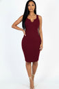 Casual Ribbed Split Neck Bodycon Dress