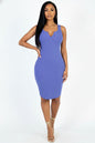 Casual Ribbed Split Neck Bodycon Dress