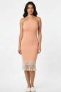 Ribbed Halter Neck Fringe Midi Dress