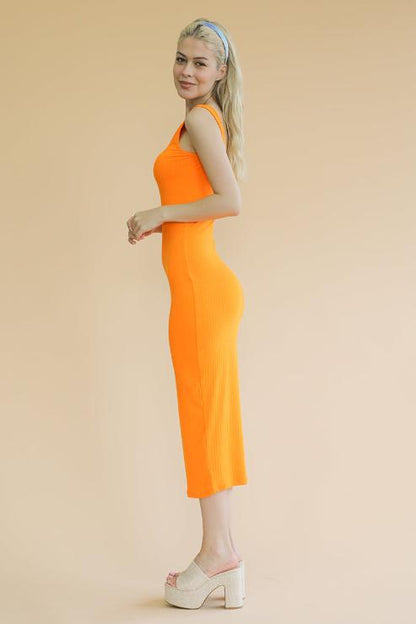 Ribbed Open Back Sleeveless Maxi Dress - Capella Apparel