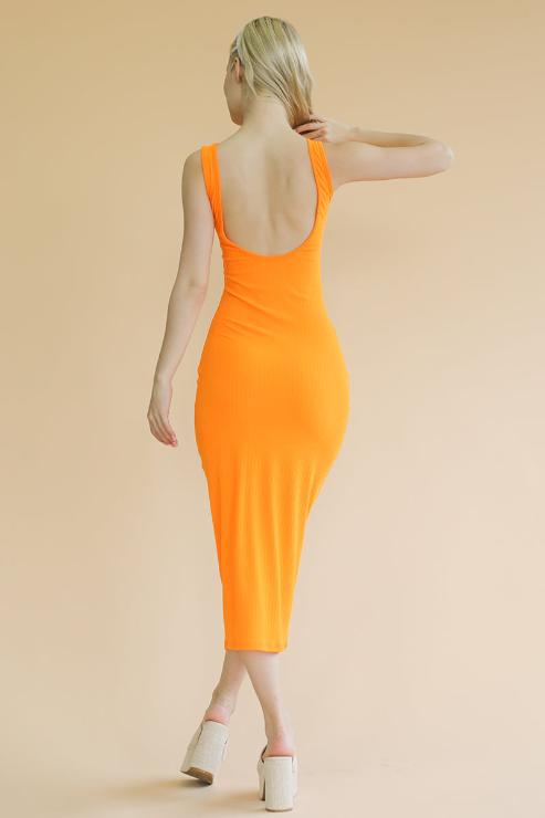 Ribbed Open Back Sleeveless Maxi Dress - Capella Apparel