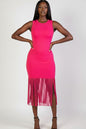 Sleeveless Fringe Midi Dress