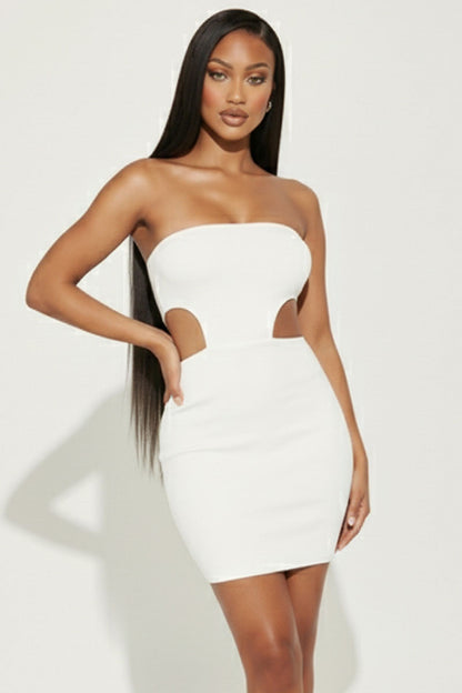 white bandeau bodycon dress Women's White Bandeau Textured Bodycon Maxi Dress