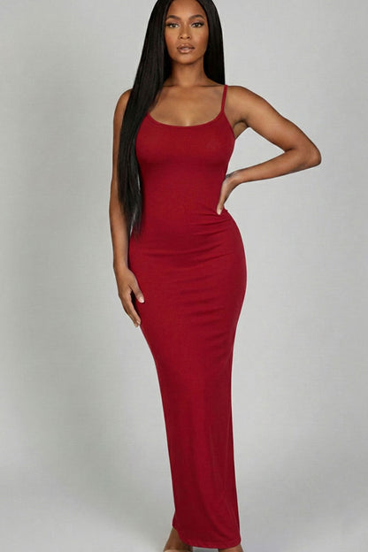 Vestido largo tipo camisola con dobladillo de sirena acanalado