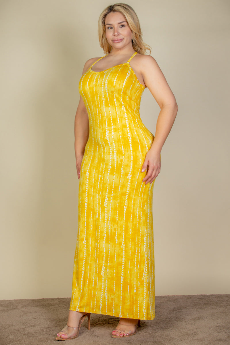 plus size bodycon maxi dress Plus Size Tie Dye Printed Cami Bodycon Maxi Dress