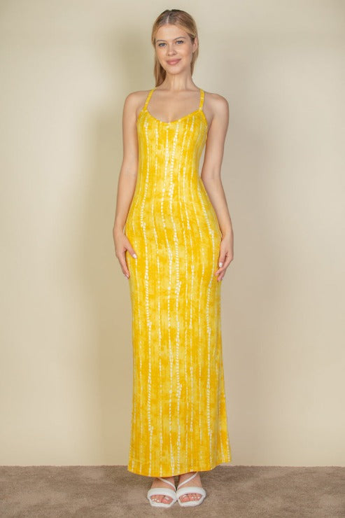 Tie Dye Printed Cami Bodycon Maxi Dress Wholesale Capella Apparel Tie Dye Printed Cami Bodycon Maxi Dress Wholesale Capella Apparel