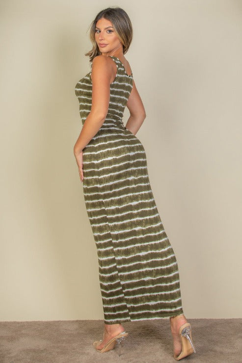 Tie Dye Printed Tank Bodycon Maxi Dress - Capella Apparel