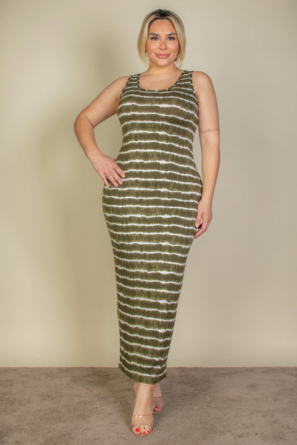 Plus Size Tie Dye Printed Tank Bodycon Maxi Dress (CAPELLA) - Capella Apparel