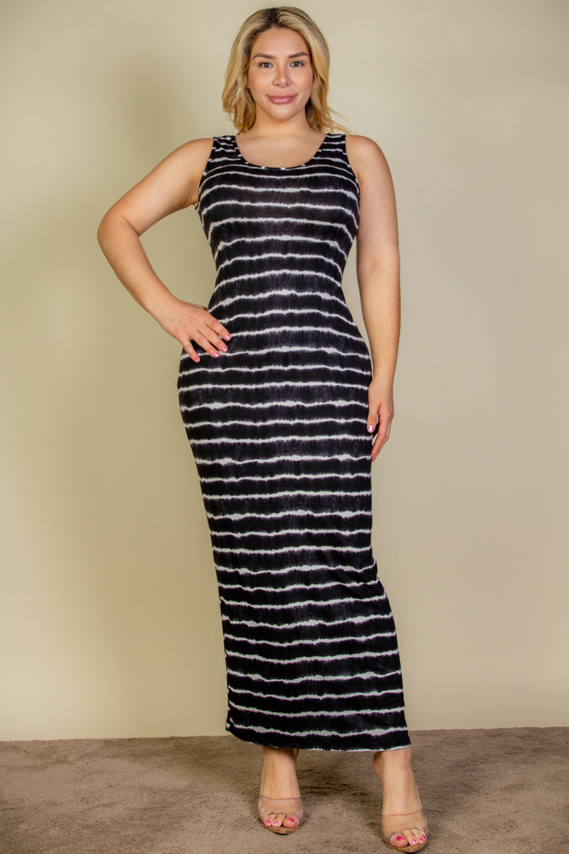 Plus Size Tie Dye Printed Tank Bodycon Maxi Dress Wholesale Capella Apparel Plus Size Tie Dye Printed Tank Bodycon Maxi Dress Wholesale Capella Apparel