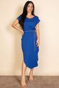 Hidden Pocket Batwing Sleeve V Neck Long Dress