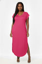 Plus Size Hidden Pocket Batwing Sleeve V Neck Long Dress (CAPELLA)