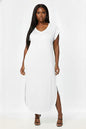 Plus Size Hidden Pocket Batwing Sleeve V Neck Long Dress (CAPELLA)