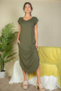 Hidden Pocket Batwing Sleeve V Neck Long Dress - Capella Apparel