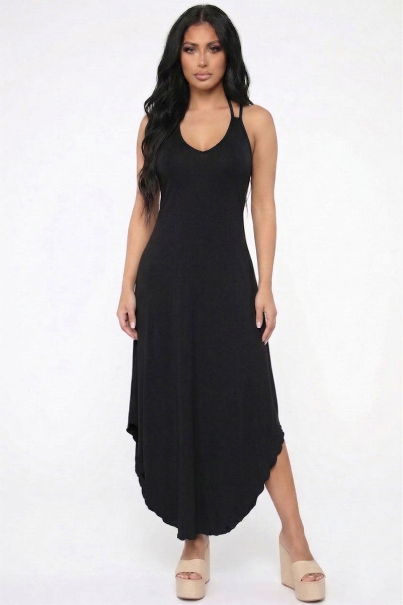 loose cami dress Womens Summer Dress Sexy Backless Spaghetti Strap Loose Flowy Midi Cami Dresses Casual Boho Sleeveless Beach Outfits Army Green at Amazon Women's Clothing store