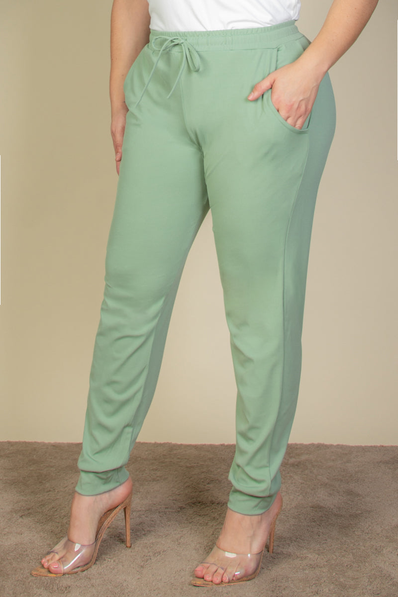 Plus Drawstring Waist Jogger Pants - Wholesale Capella Apparel