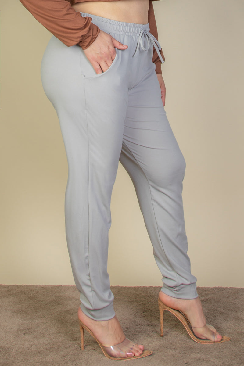 Plus Drawstring Waist Jogger Pants - Wholesale Capella Apparel