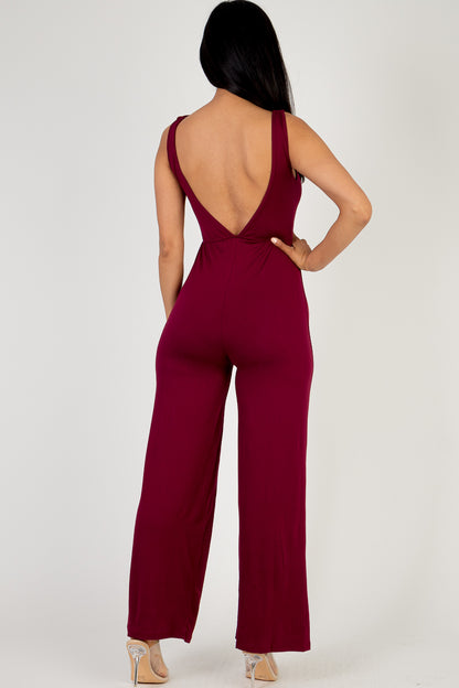 Front Tie Solid Sleeveless Jumpsuit - Capella Apparel