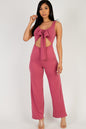 Front Tie Solid Sleeveless Jumpsuit - Capella Apparel